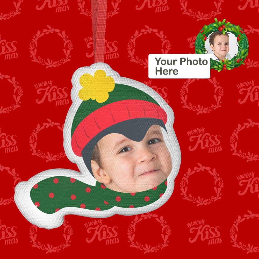 Custom Christmas Elf Ornament with Personalized Face, polyester material, perfect Christmas gift