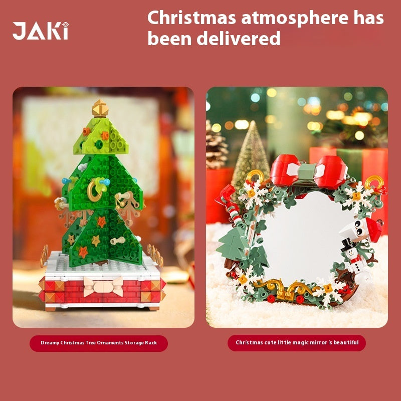 Assembling Building Blocks Christmas Photo Frame Gingerbread House Snow Boots Desktop Ornaments Gathering Toys